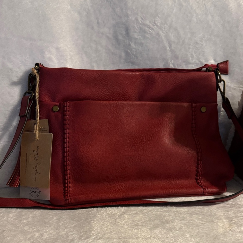 Chic Red Leather Crossbody Bag